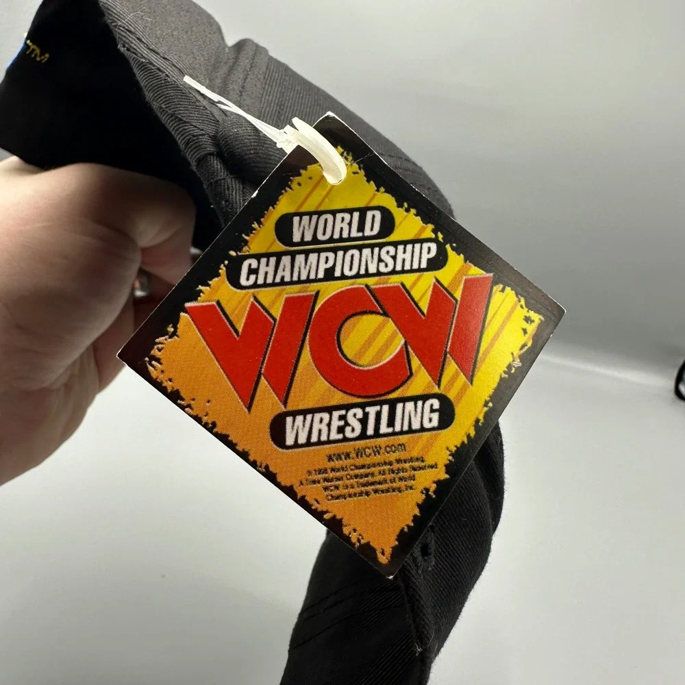 Vintage 1998 WCW Goldberg Hat Racing Champions Snapback Who's Next Tribal Black‎